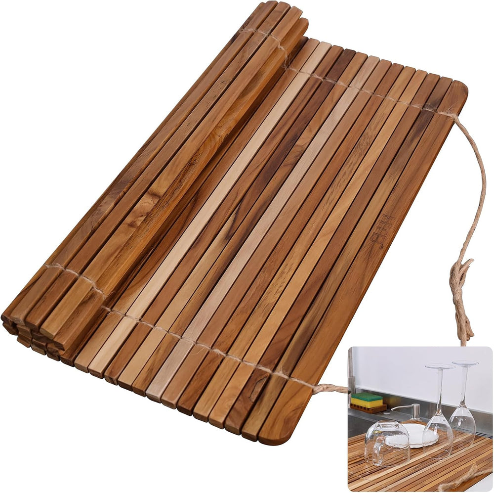 HTB Over Sink Dish Drying Rack 17.8'' x 16.1” Teak Wood