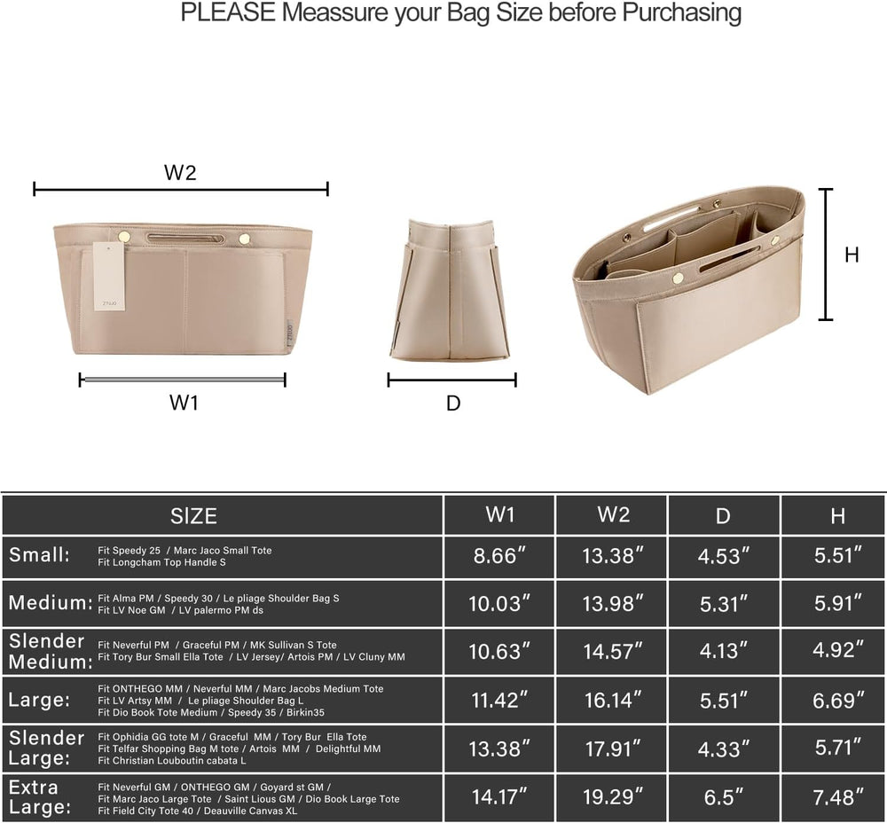 ZTUJO Purse Organizer Insert For Handbag & Tote Shaper,Tote Bag Organizer...