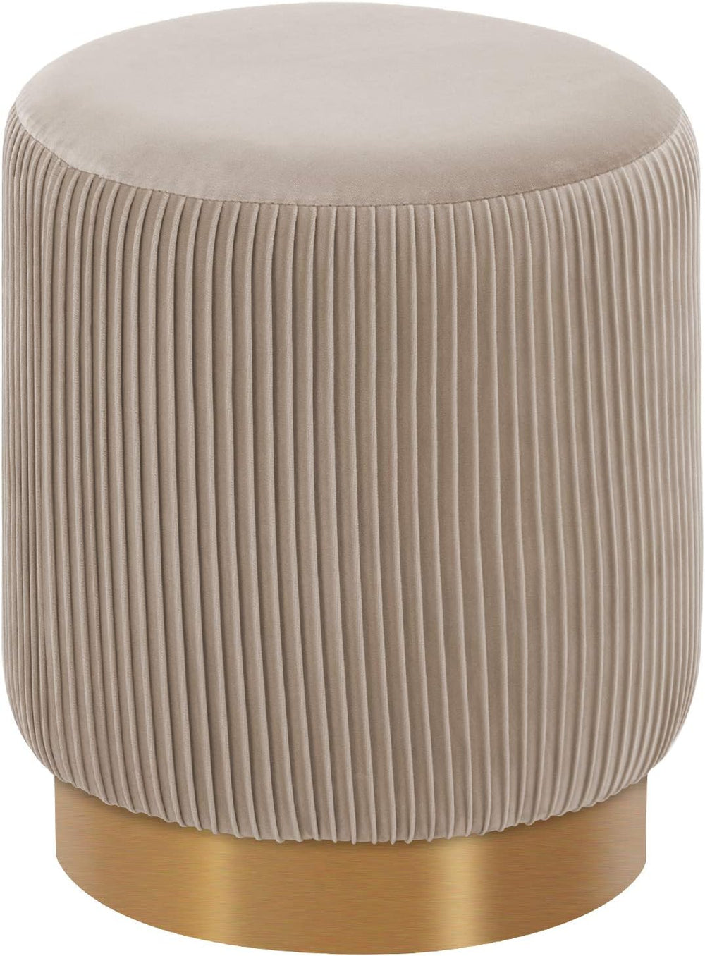 DUHOME Modern Round Velvet Ottoman Footrest Vanity Stool Khaki