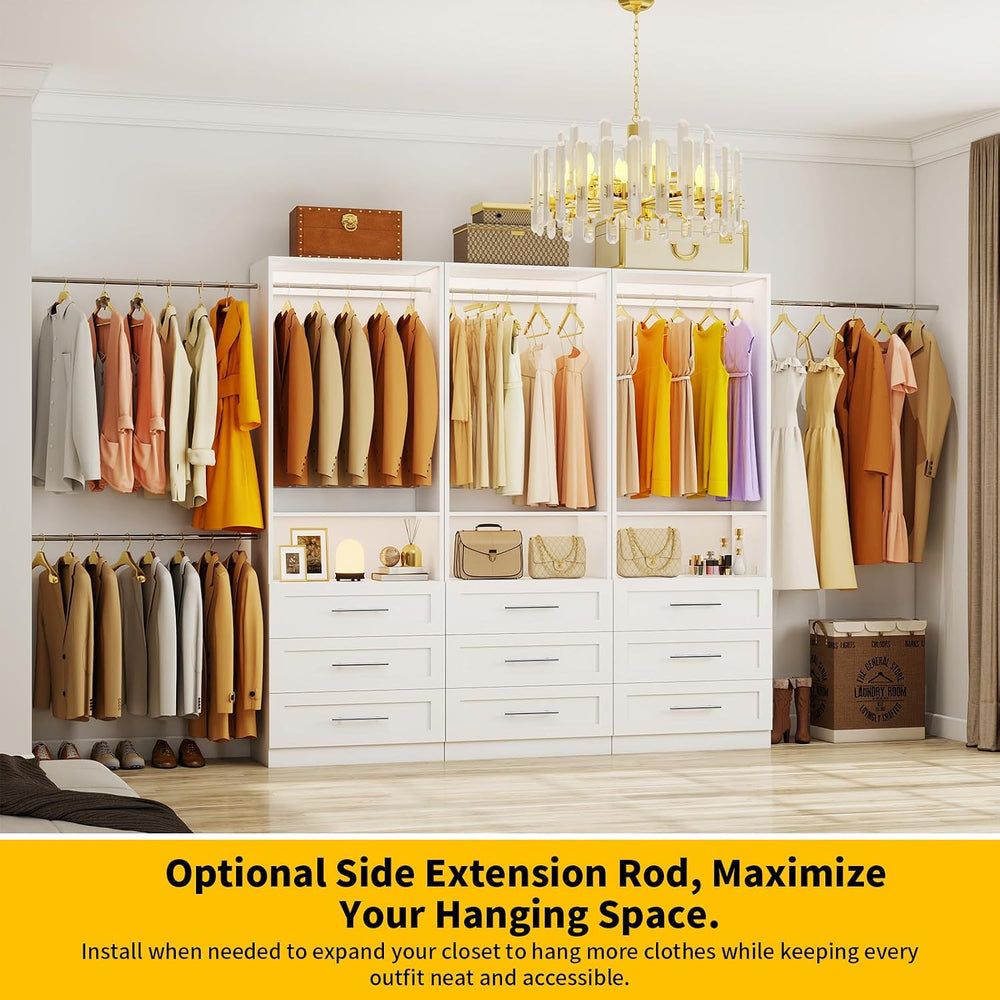 Closet System Set of 3, 6FT-15FT Closet System with 9 Drawers, Walk in Closet...