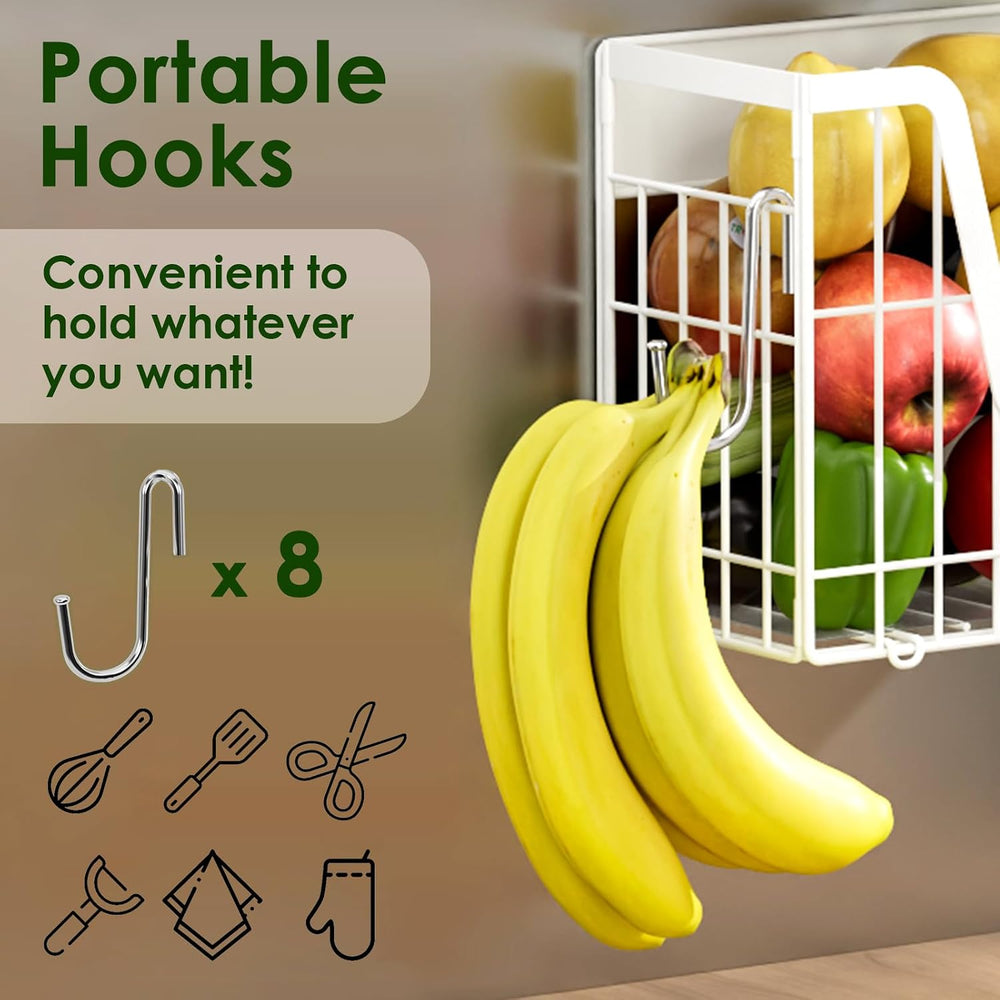 4 Pack Magnetic Shelves For Fridge, White Potato Onion Storage Bin