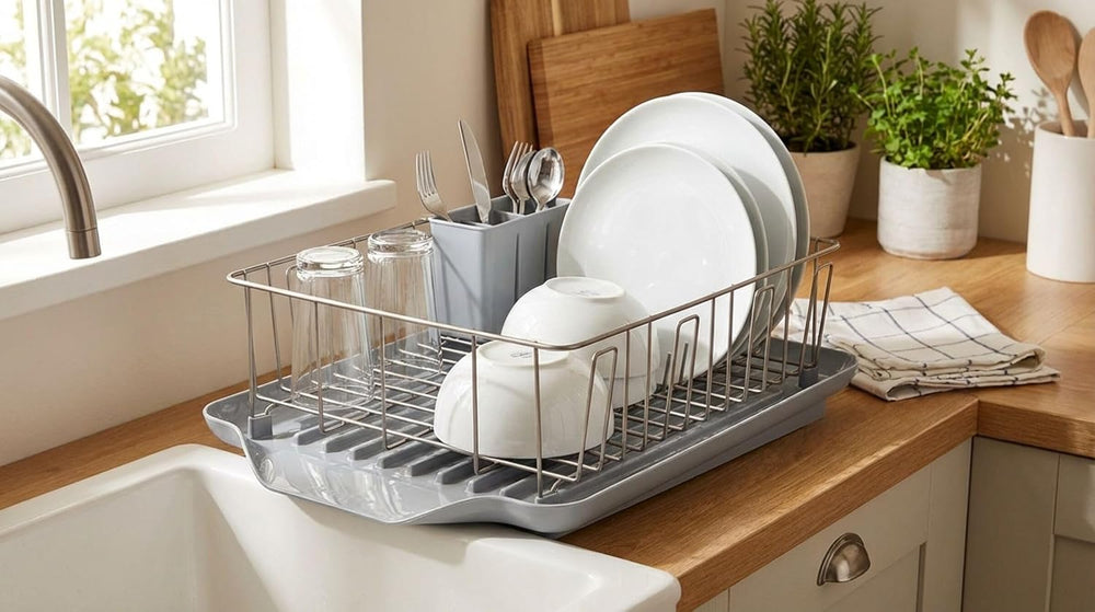 Farberware 3-Piece Dish Drying Rack Set Rust-Resistant Gray