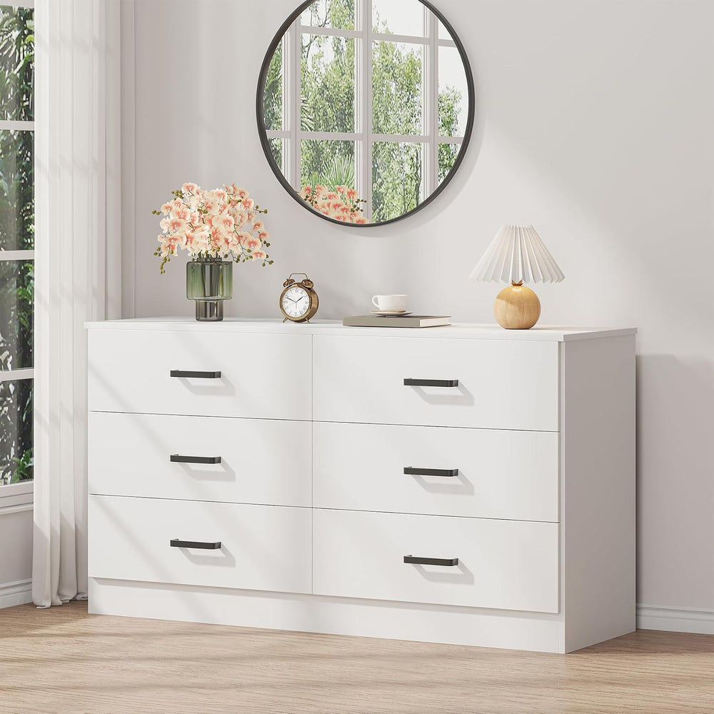 Bigbiglife Wood Dresser for Bedroom, 6 Drawer Double Dresser, Modern Chest of...