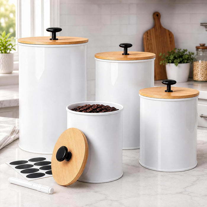 Canisters Sets for Kitchen Countertop 4 PCS Airtight Metal Containers