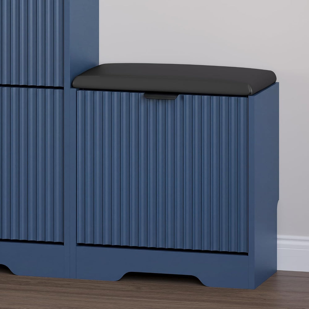 BORNOON Slim Shoe Cabinet with Bench for Entryway, Hidden Storage and Adjusta...