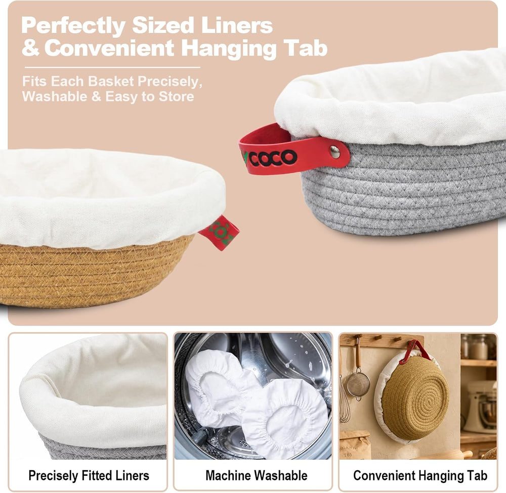 Cotton Rope Banneton Bread Proofing Basket with Beeswax Bag Set