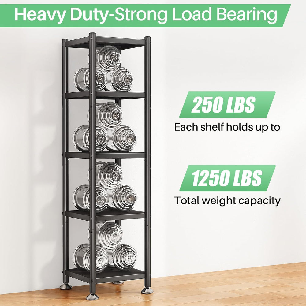 PXRACK 5-Tier Kitchen Storage Shelves, Adjustable Metal Shelves for Storage P...