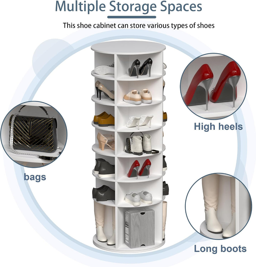 HomVent Rotating Shoe Rack Tower, 7-Tier Spinning Shoe Rack