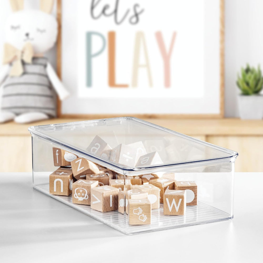 iDesign Stackable Plastic Shoe Box with Hinged-Lid, Set of 4, Clear