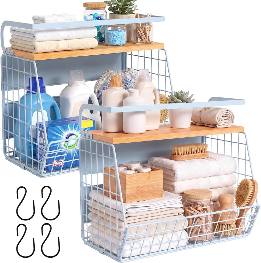 Magnetic Shelf for Fridge with Wood Lid, Fruit Potato and Onion Storage Bins,...