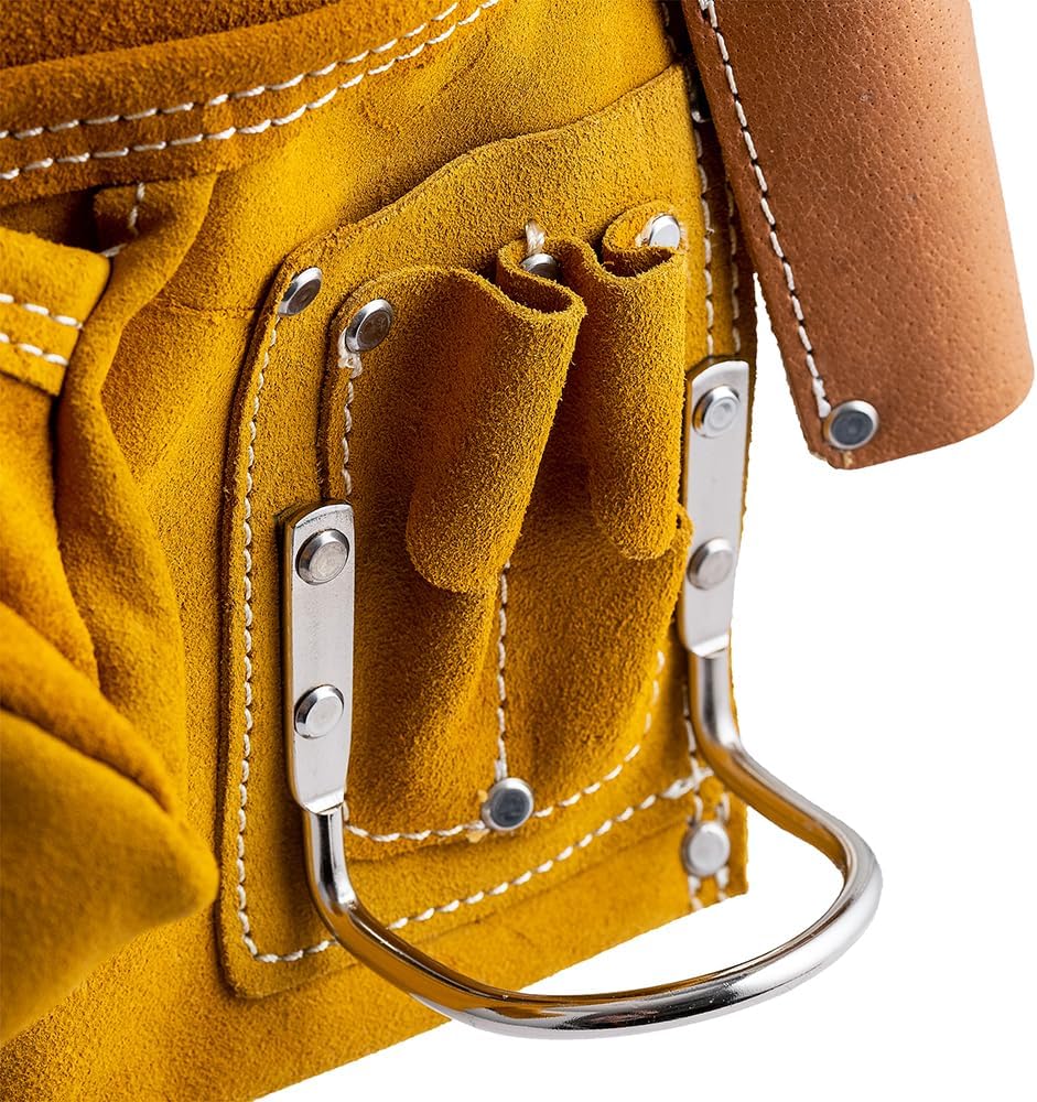 Bucket Boss 3 Tool Bag Suede Leather Tool Apron Tool Belt, with Sewn-On Belt ...