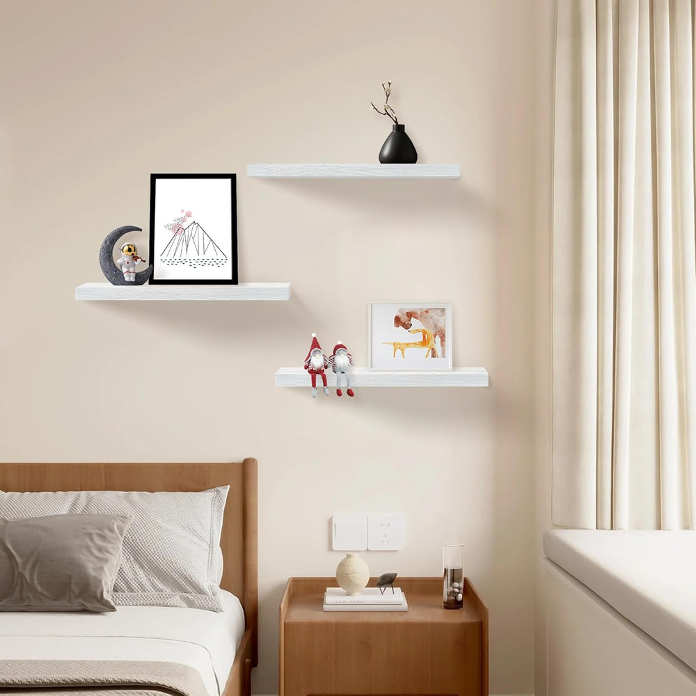 Upassion Floating Shelves for Wall Set of 3, 24" White Wall Shelves for ...