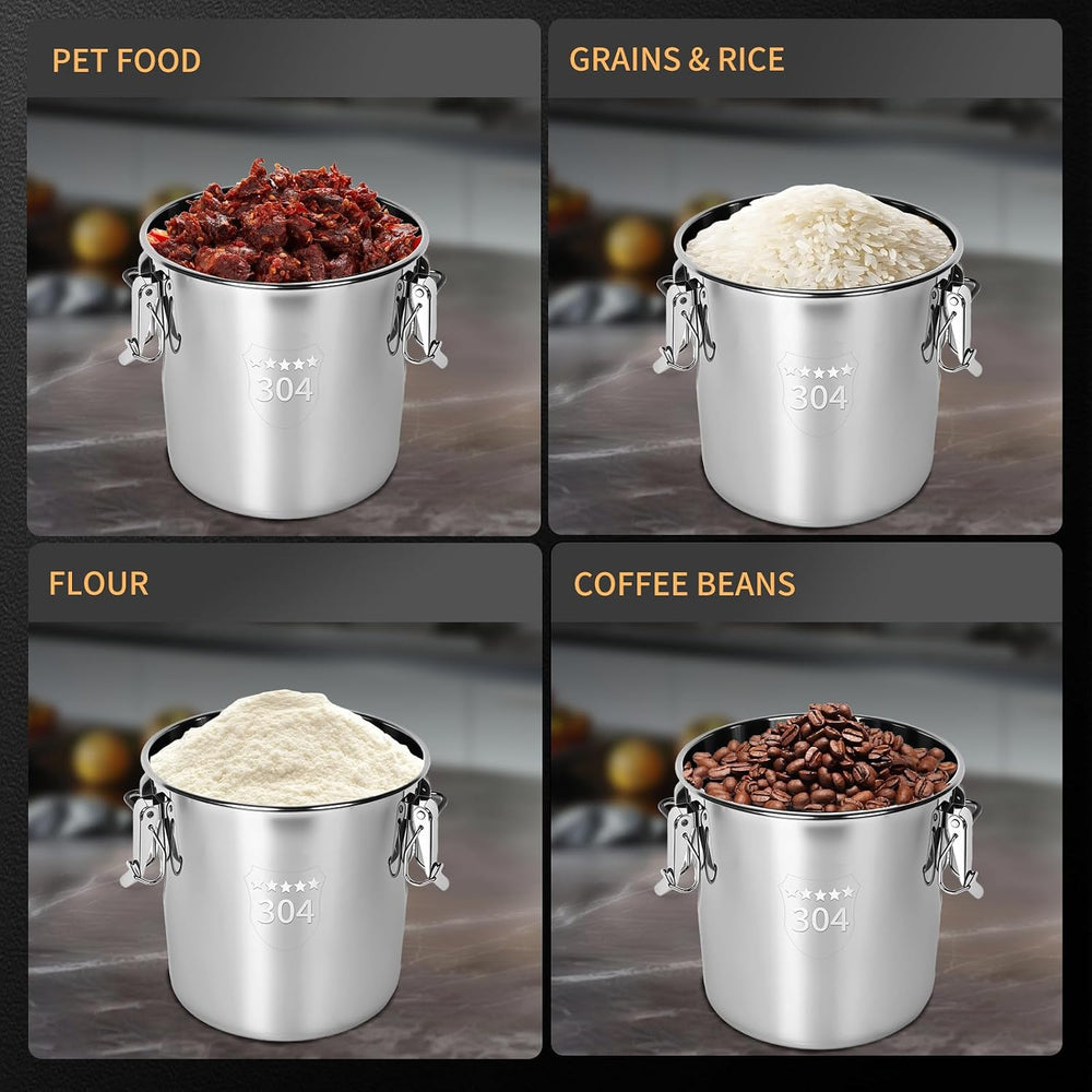 21L/5.6GAL and 12L/3.2GAL Stainless Steel Airtight Canister, Food Storage Can...
