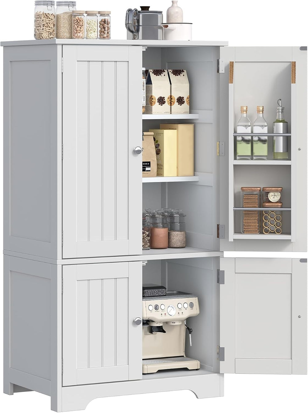 ChooChoo 43" H Pantry Cabinet with 4 Doors & 4 Door Shelves