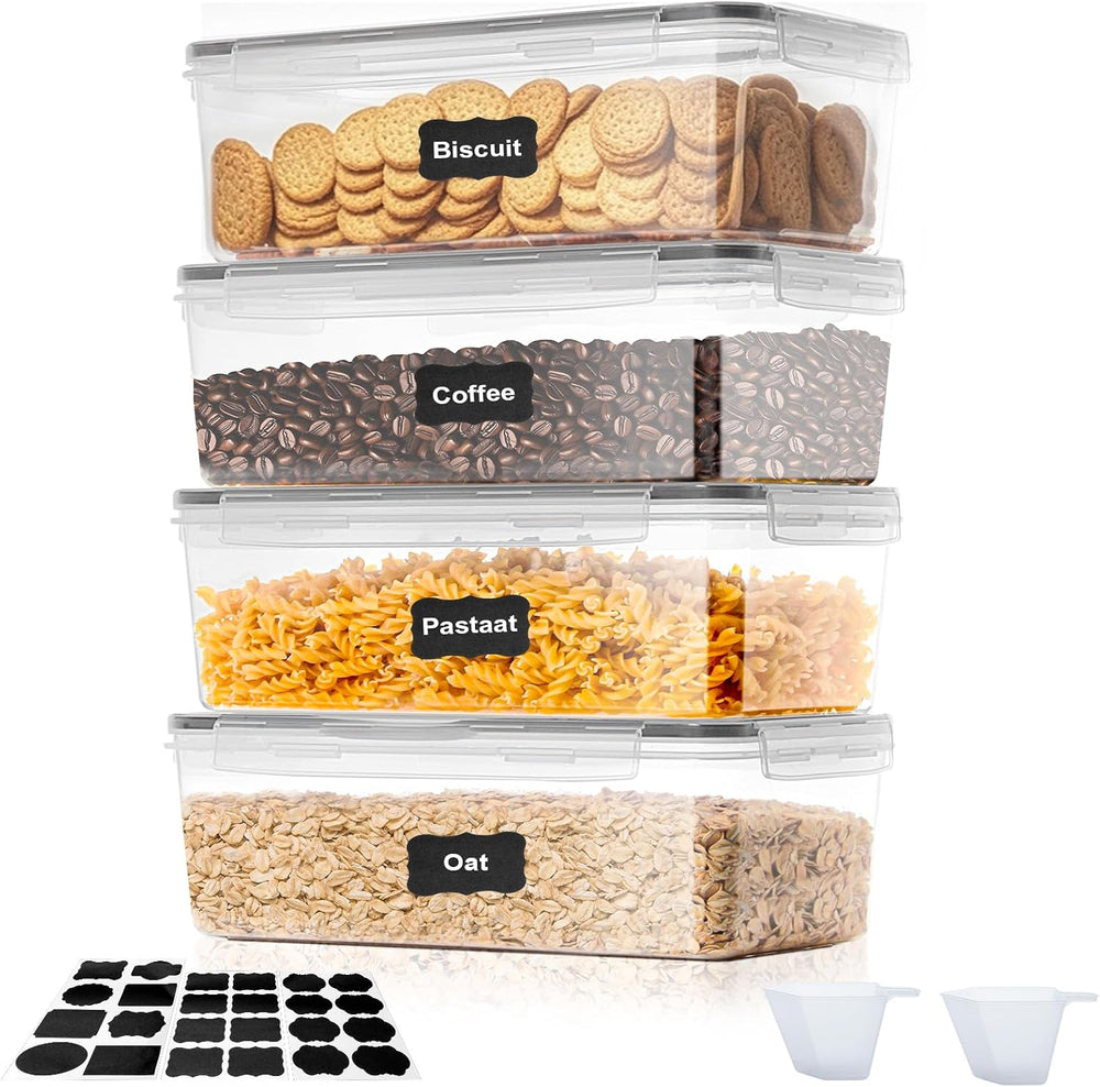 Cozary 3.2L Airtight Food Containers 4 Pieces, Plastic Food Containers with L...