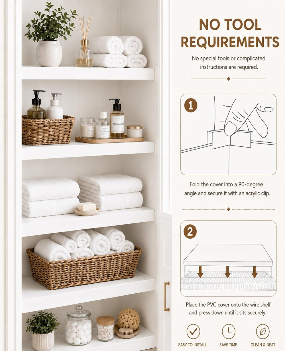 Wire Shelf Covers for Pantry Wire Rack Covers for Shelves 24X12-4PCS