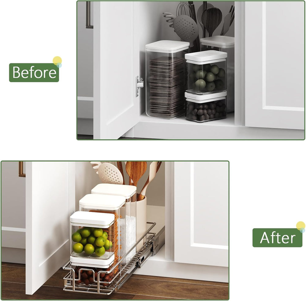 Pull Out Cabinet Organizer 7½" W x 21½" D, Heavy Duty Cabinet Pull ...