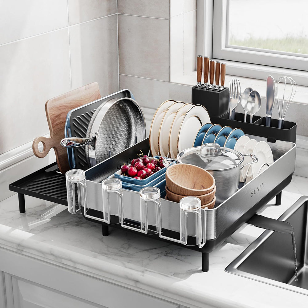 Large Dish Drying Rack, Expandable Dish Racks for Kitchen Counter, Space Savi...