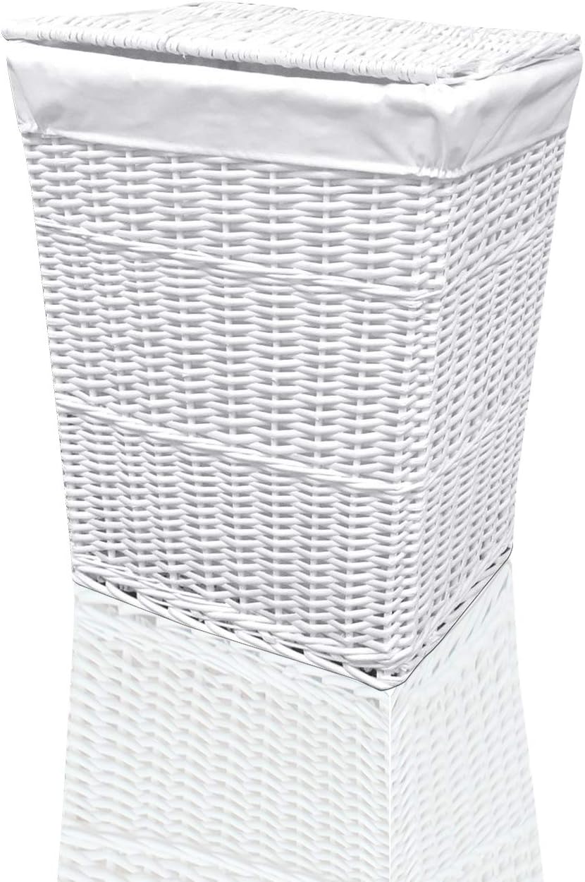 ARPAN Large Wicker Laundry Basket with White Lining, 32LX45WX59H