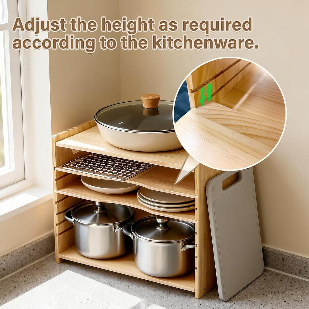 6 Tier Wooden Tray Dividers for Cabinets, Cookie Sheet Organizer 15.7" W...