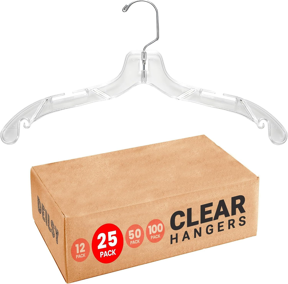 DEILSY™ Clear Plastic Hangers 25 Pack Durable Plastic Shirt Hangers