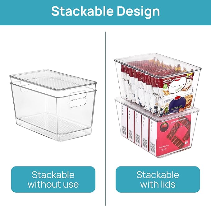 Vtopmart 8 Pack Clear Stackable Storage Bins