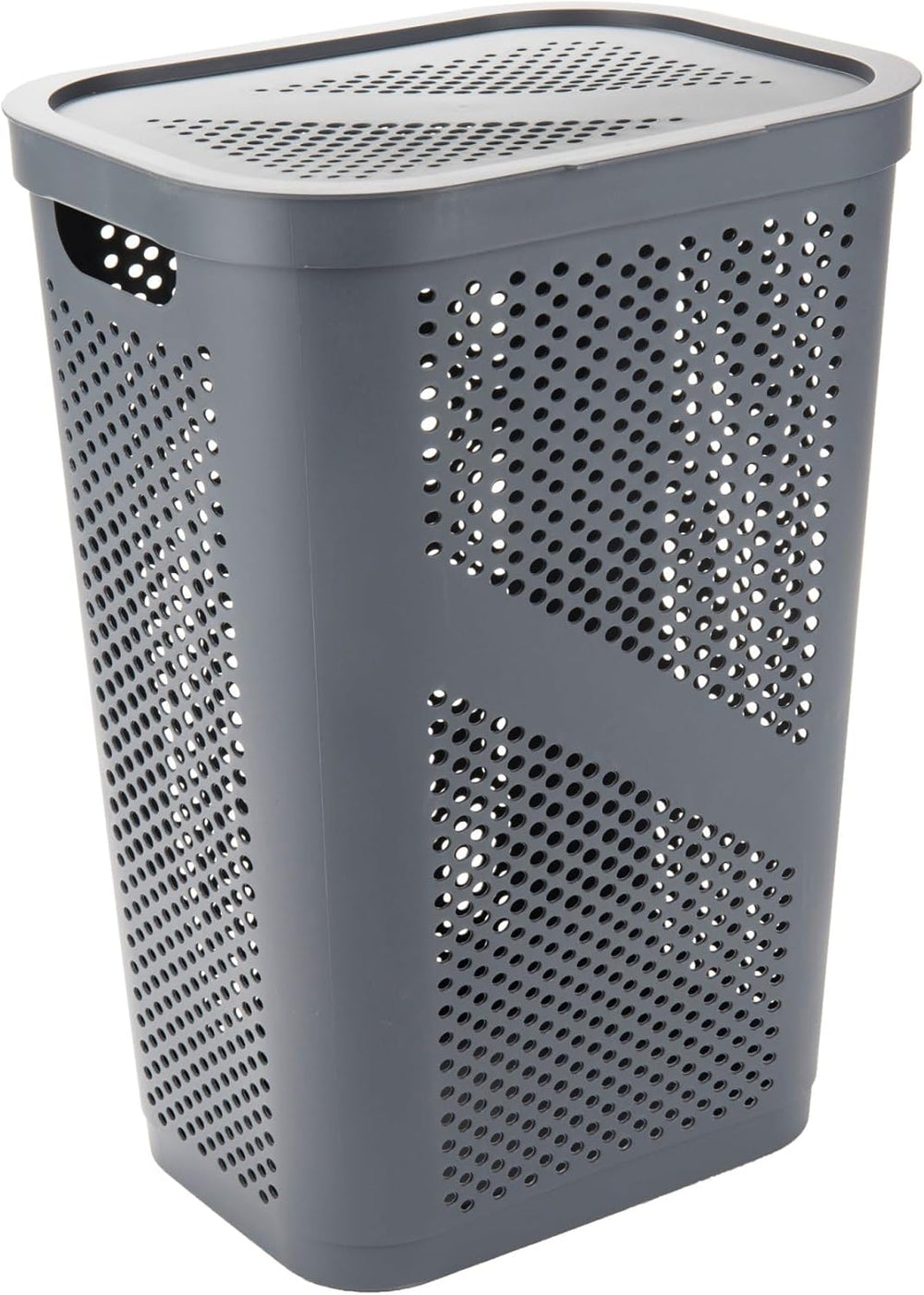 Mind Reader 60L Slim Laundry Hamper, Clothes Basket, Lid, Ventilated, Plastic...
