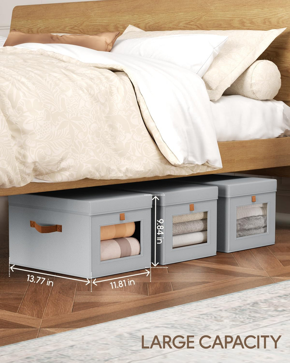 Homsorout Storage Bins with Lid – Closet Organizer with Side Opening and Clea...