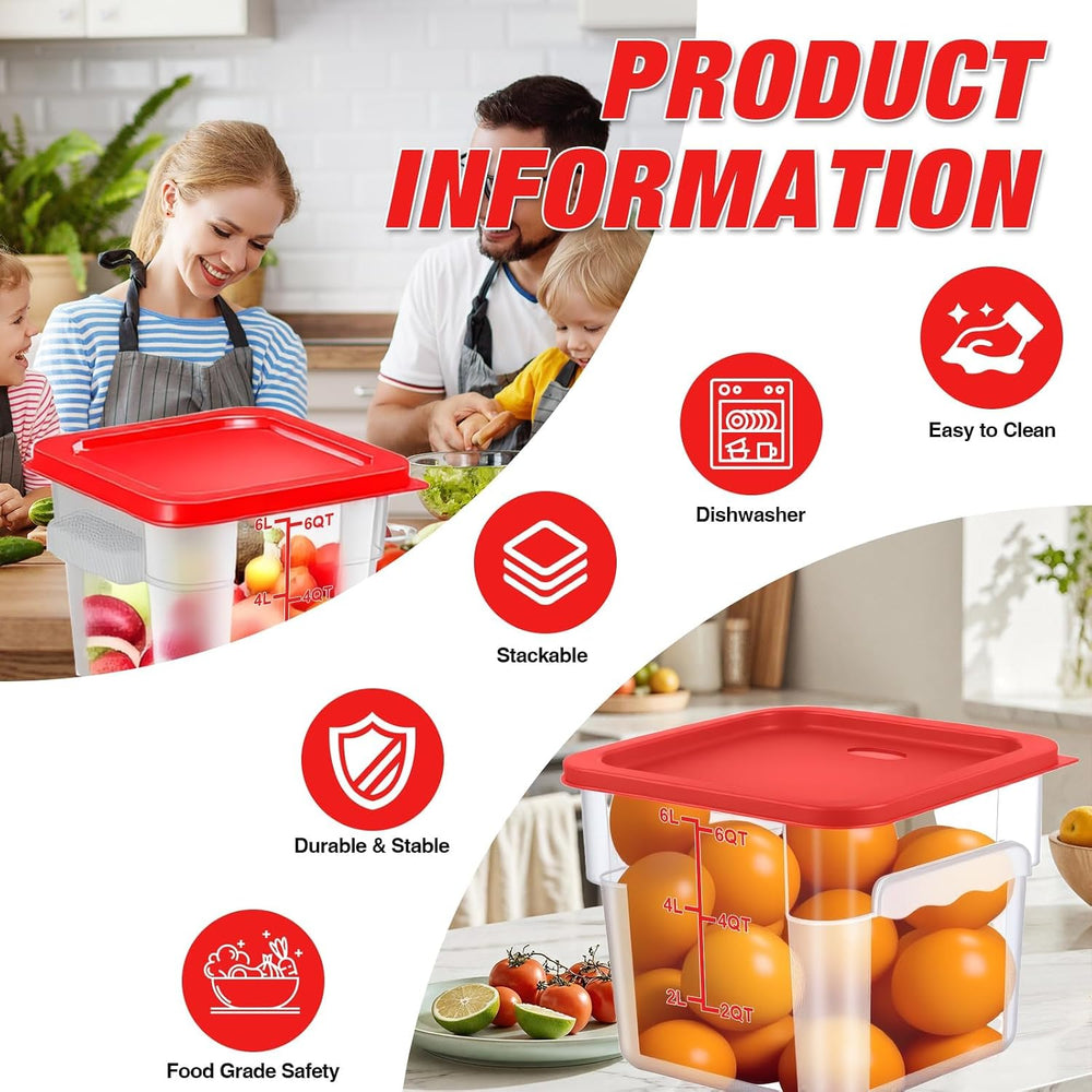 2 Pack Square Food Storage Container With Lid,2-12 Quart Commercial Storage B...