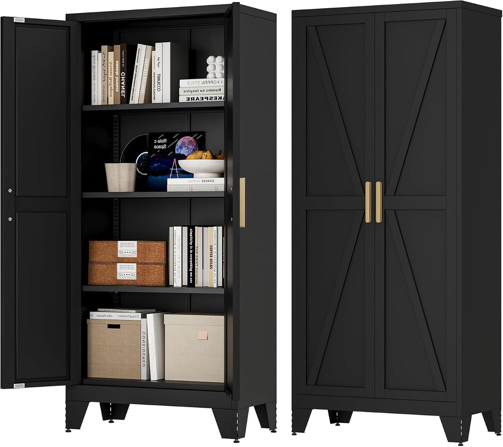 Baborokic 61H Metal Storage Cabinet with 2 Doors and Adjustable Shelves,Farmh...
