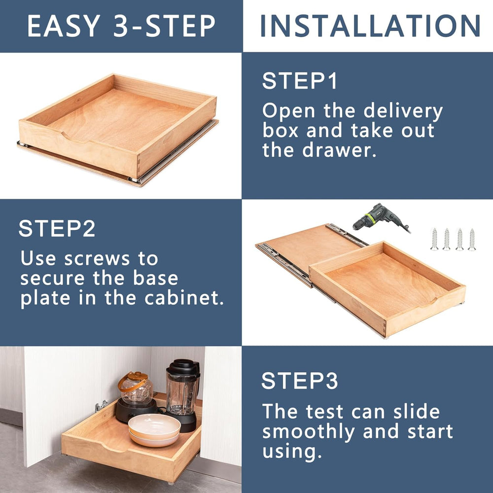 Pull Out Cabinet Drawers - 6x2 Size Options (12-23'W,18-21'D), Pre-As...