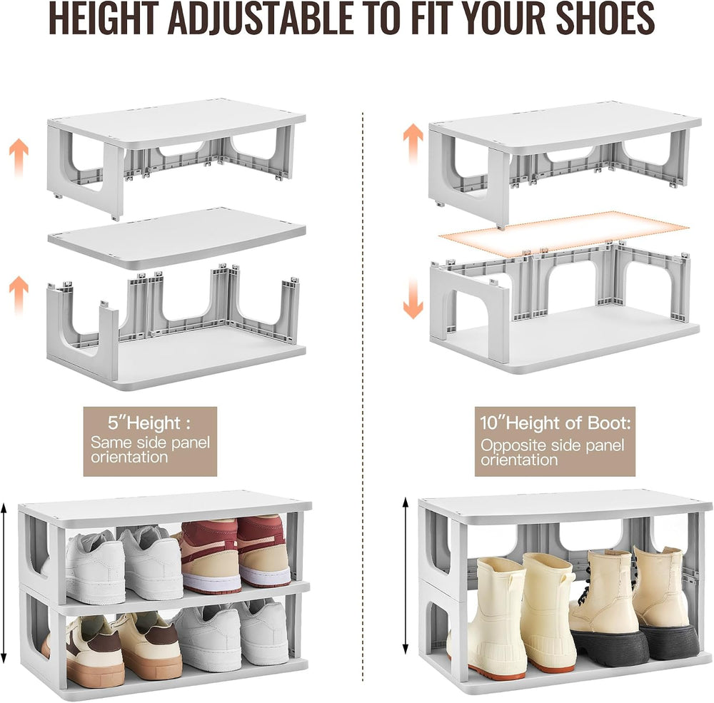 TRZZ 5-Tier Shoe Rack, Narrow Stackable Organizer, Grey
