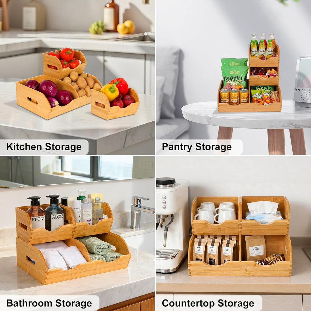 Bamboo Pantry Storage Bins,Fruits and Vegetables Basket
