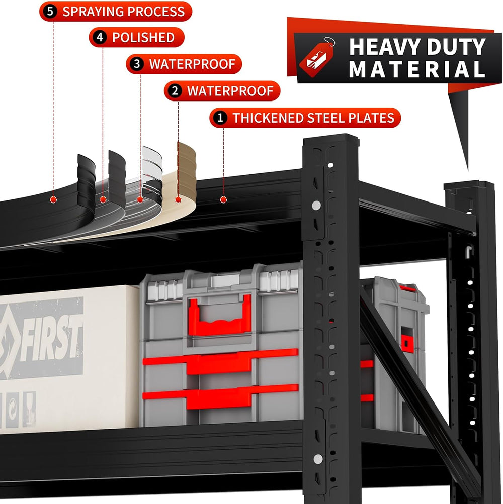 Heavy‑Duty Metal Garage Shelving Unit, 3000 LBS Total Load Capacity