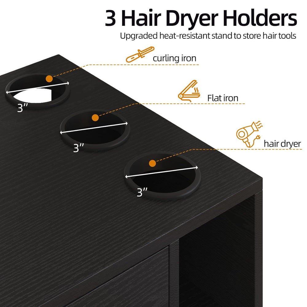 4ever2buy Wall Mount Salon Station, Black Barber Station Organizer with Drawe...