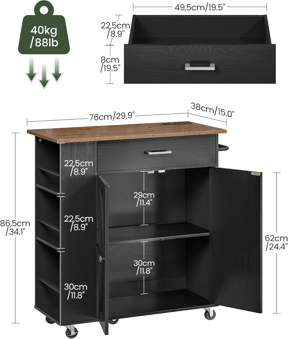 CHOEZON Kitchen Island Cart with Storage, Bar Cart with Charging Station, Kit...