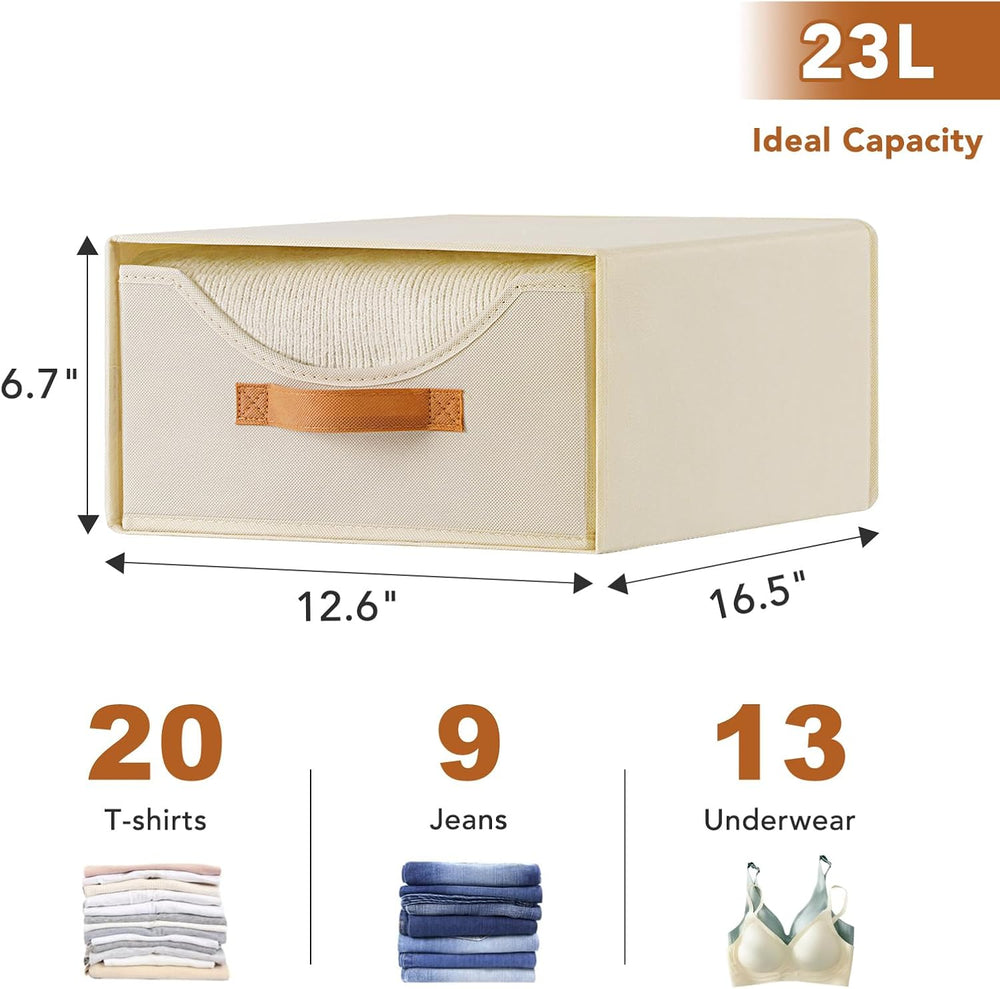 4 Pcs 16.5" Closet Drawers and Large Size Clothes Storage Bins Push-Out ...