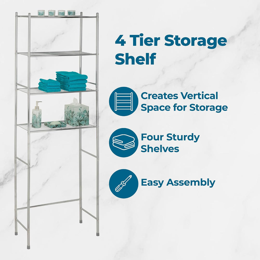 Honey-Can-Do 4-Tier Over-The-Toilet Storage Shelf - Space-Saving Steel Bathro...