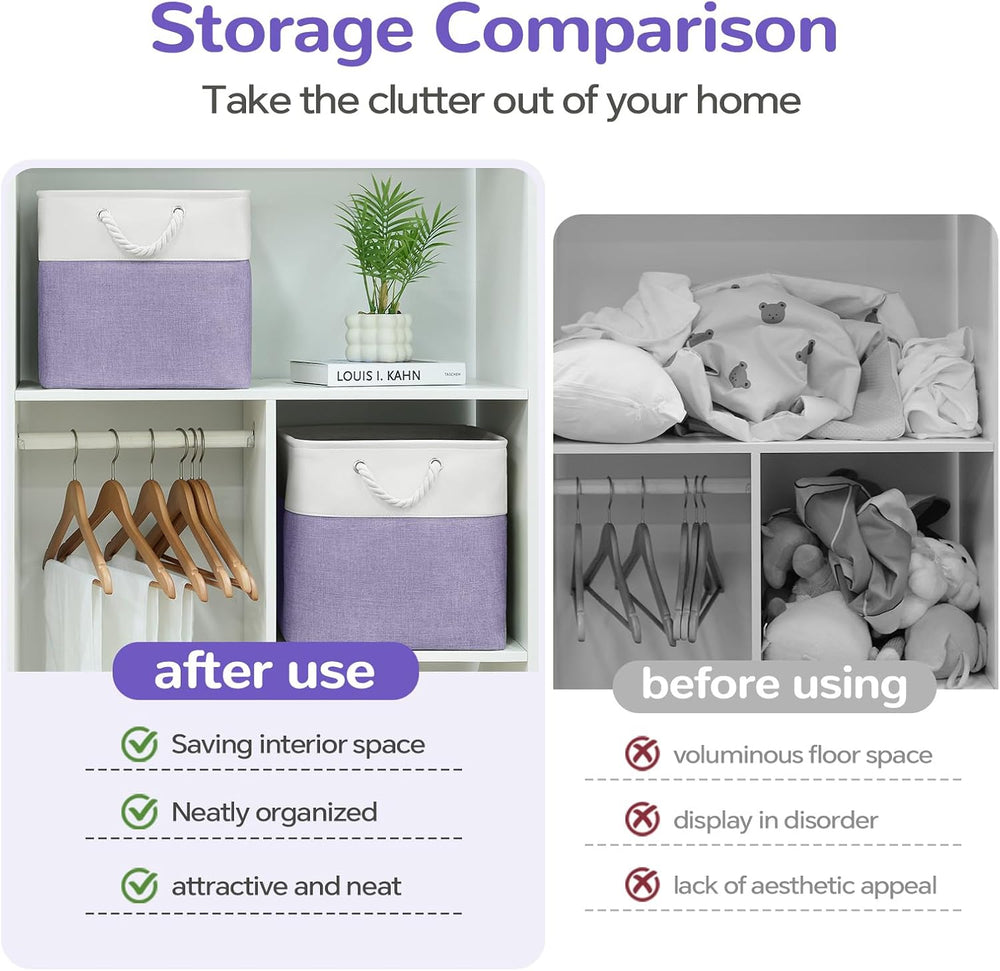 13x13 Inch Foldable Fabric Cube Storage Bins with Handles 6 Pack