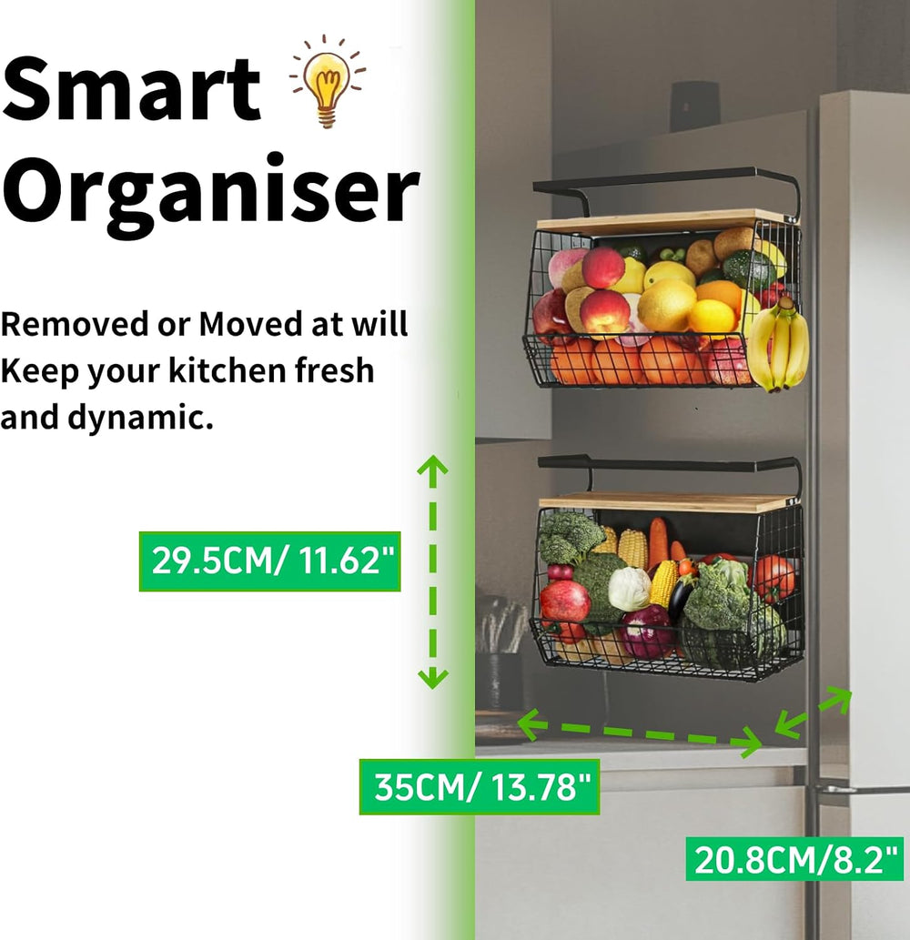 2 Set Magnetic Shelf, Fruit Baskets for Kitchens, Spice Rack Fruit Bowls 2 in...