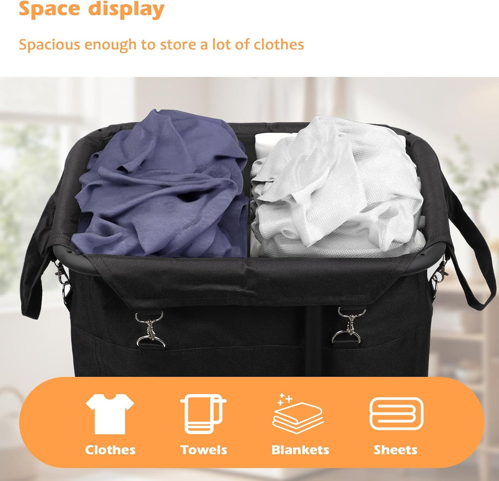 Longzhuo 180L Laundry Basket with Wheels, Rolling Laundry Basket with Removab...