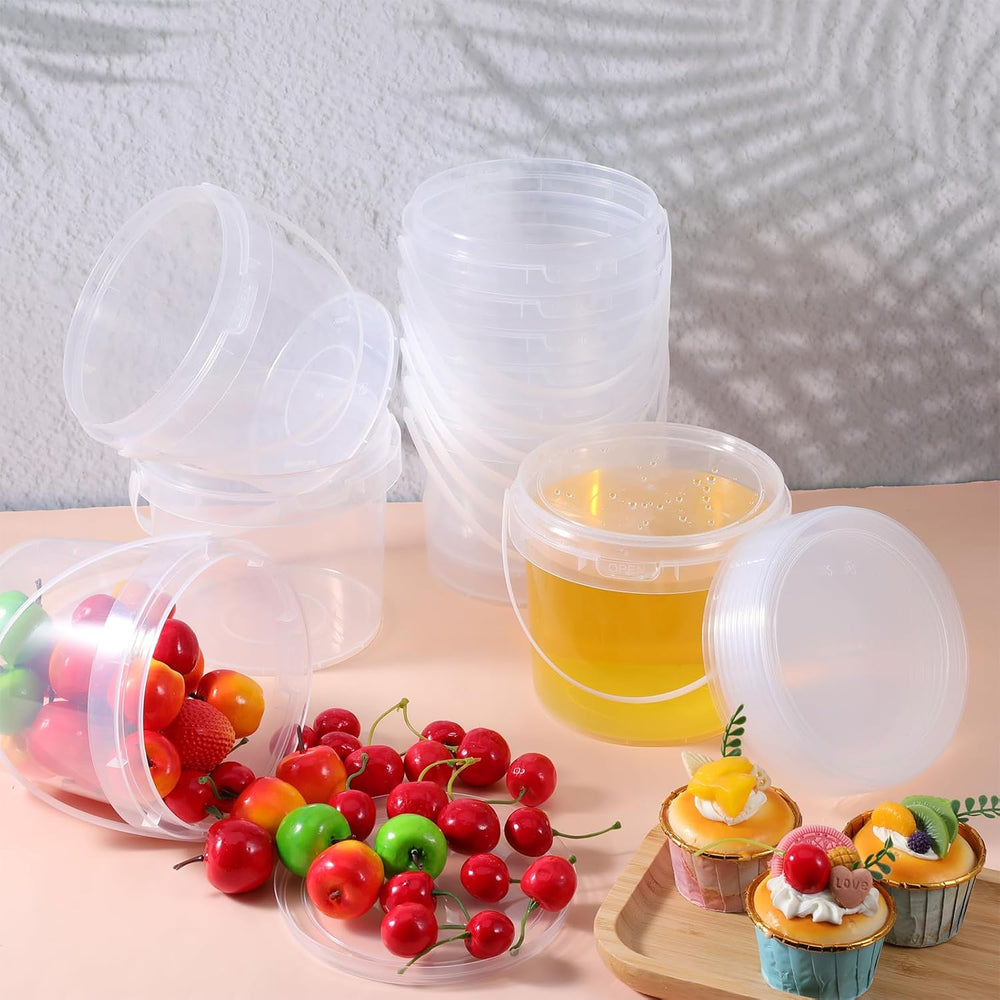 20 Pack 50 oz Clear Buckets for Drinks Reusable Food Storage Containers