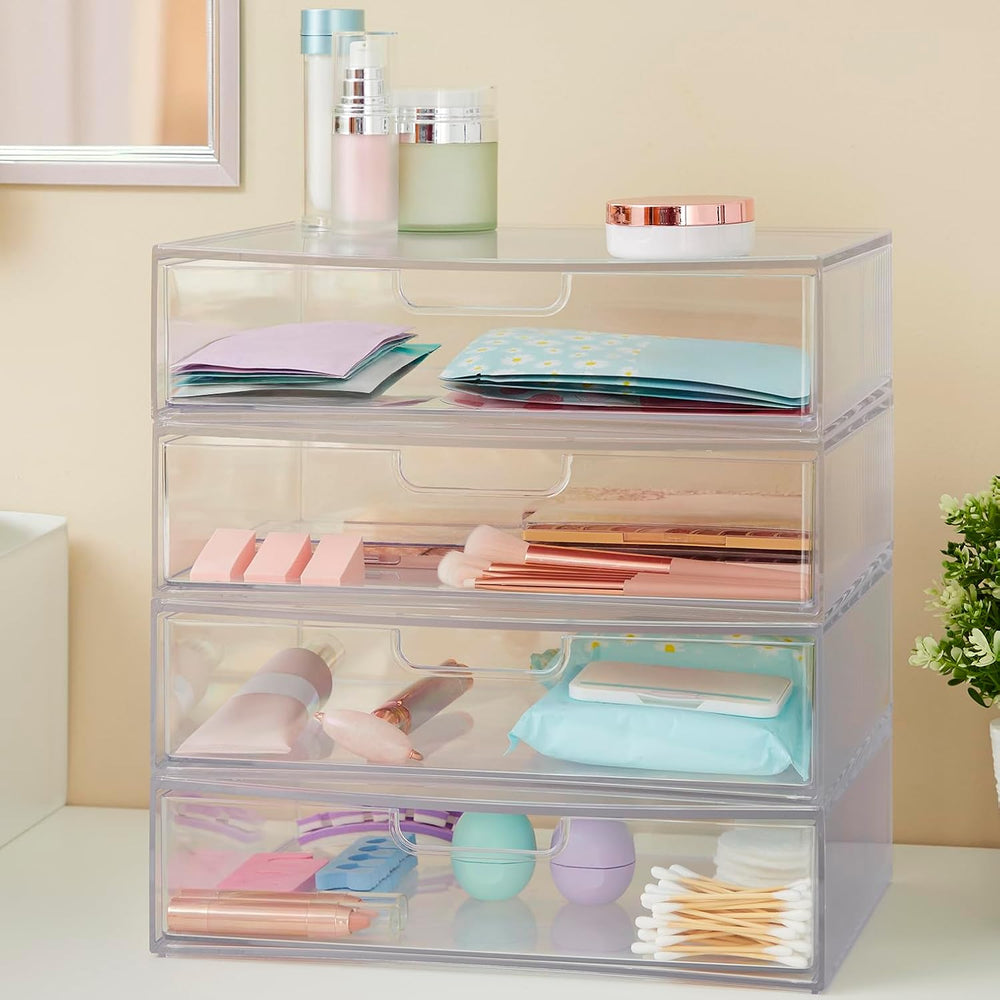 STORi STAX Plastic Stackable Organizer Drawers (Set of 2) Clear | 12.5" ...