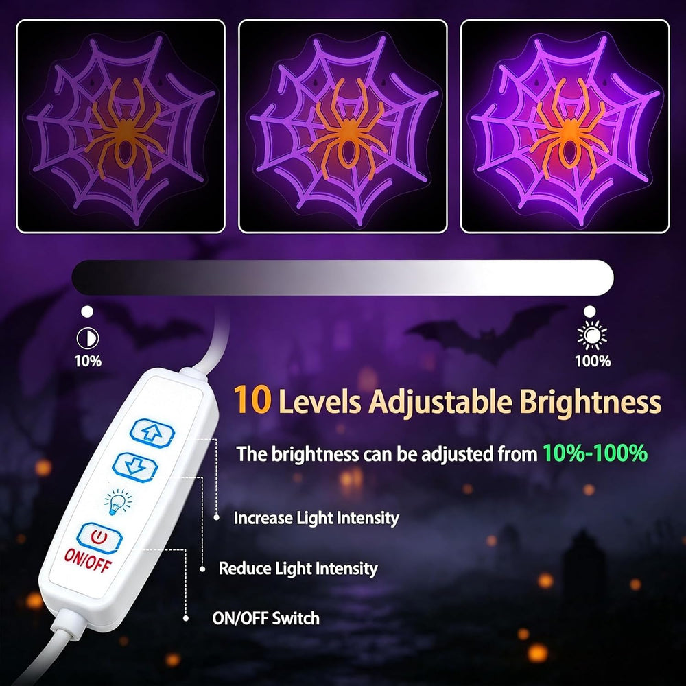 Spider Neon Signs Halloween Decorations, Anime Led Neon Lights Wall Decor