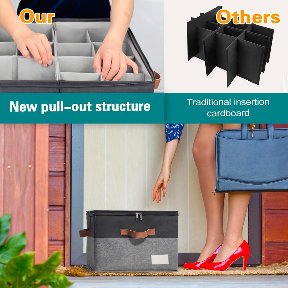 1 Pack Shoe Organizer for Closet Foldable Storage Box with Clear Cover