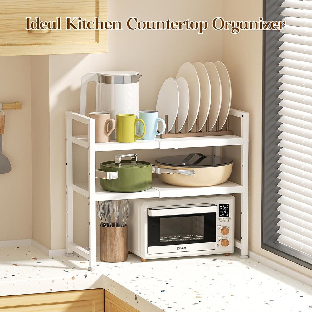 2-Tier Expandable Kitchen Storage Shelf,150LBS Heavy Duty Metal Shelving Unit...