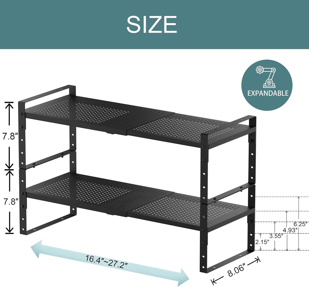 Expandable Shoe Rack Heavy-Duty Closet Organizer Adjustable Shelf Stackable M...