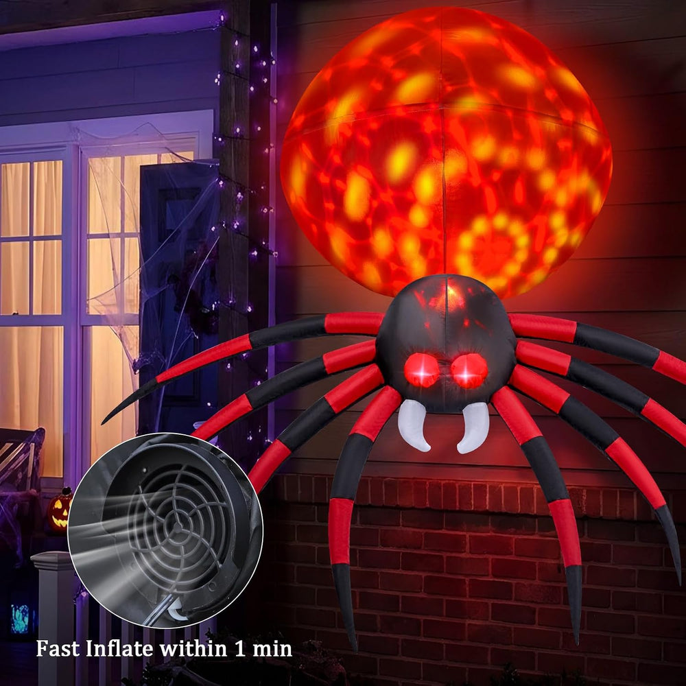 6 FT Halloween Inflatable Spider Outdoor Decoration with Animated LED Light