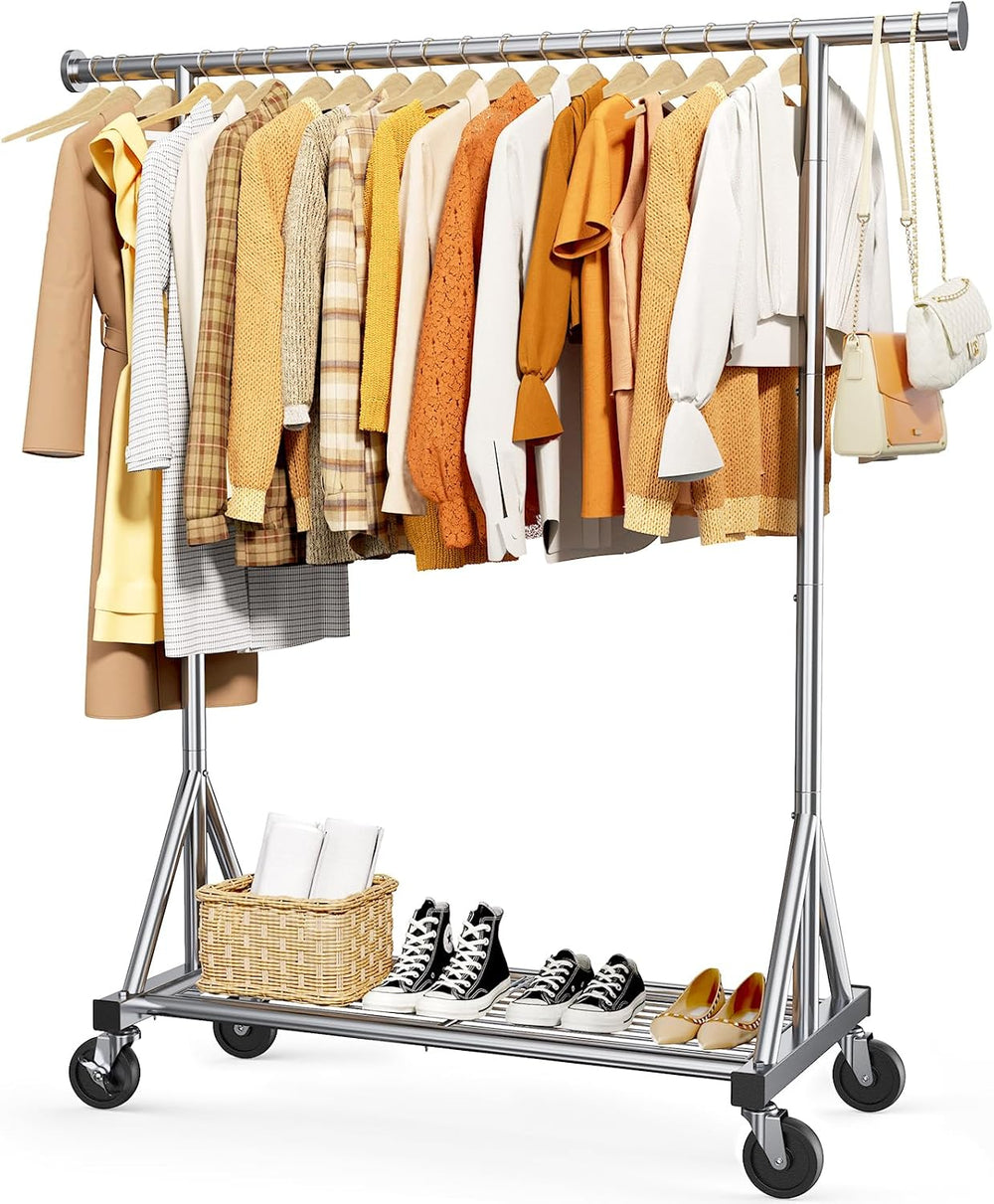 Sakugi Stainless Steel Clothes Rack Mesh Shelf, 42.5x16.5x65.9, Silver