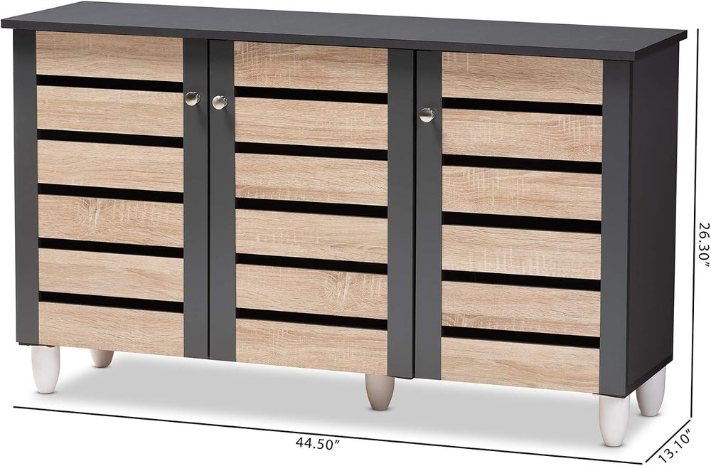 Baxton Studio Shoe Cabinets, One Size, Oak/Dark Gray